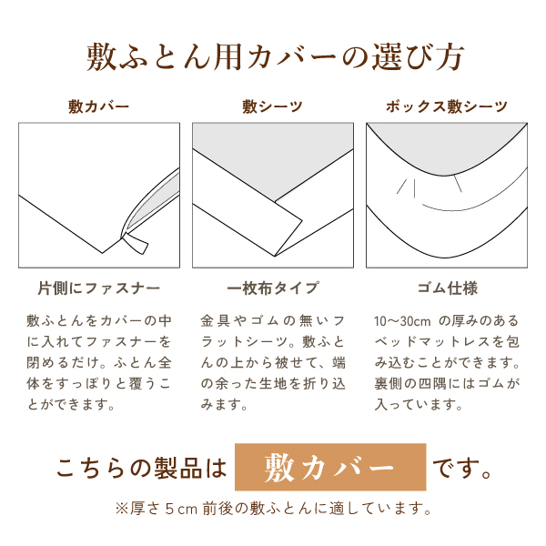敷ふとん用カバーの選び方