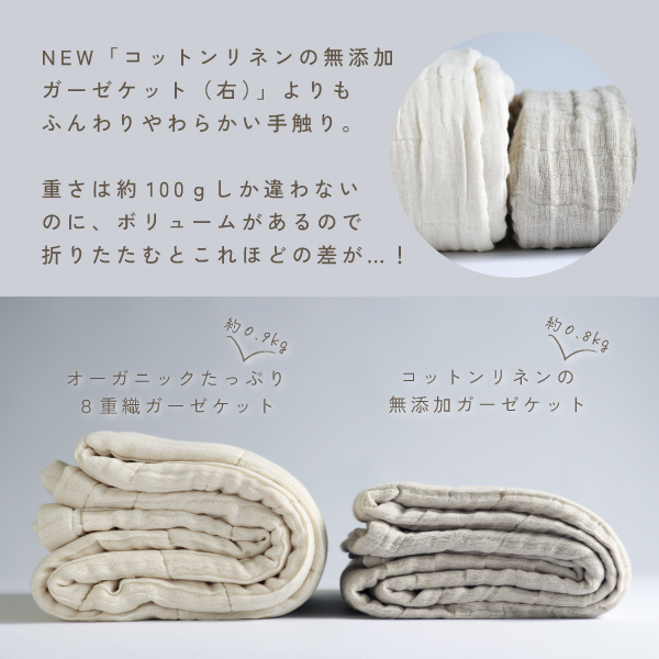 コットンリネンの無添加ガーゼケットとの違い コットンリネンの無添加ガーゼケットとの違い