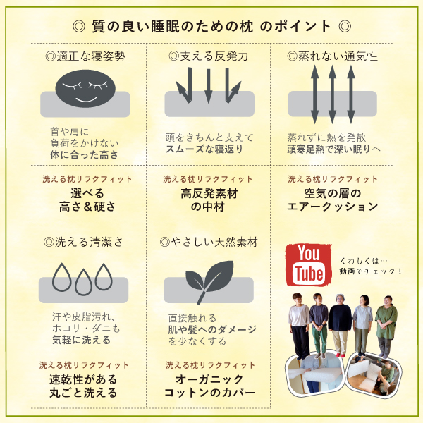 洗える枕リラクフィットYouTube動画公開中 洗える枕リラクフィットYouTube動画公開中