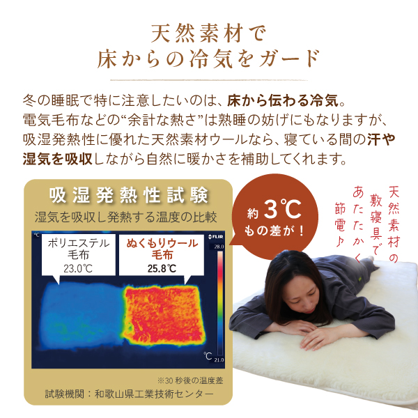 ぬくもりウールの洗える敷毛布